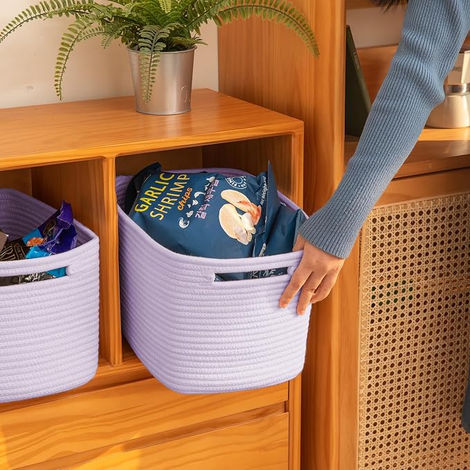 OIAHOMY 4 Pack Storage Baskets for Organizing 15L Cube Storage Bins Purple - Image 4