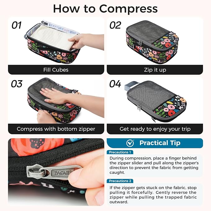 BAGAIL 4 Set/6 Set/8 Set Compression Packing Cubes Travel Accessories - Image 5
