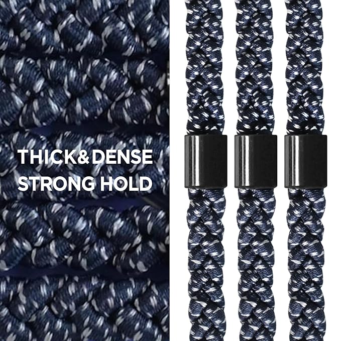Braided Mens Hair Ties For Men 5 pcs(XL, New Navy) - For Buns Curly Thick Dense Hair Elastic Hair Ties For Guys | No damage Crease Breakage Man Bun Hair Tie Men with Long Hair | Perfect hairtie