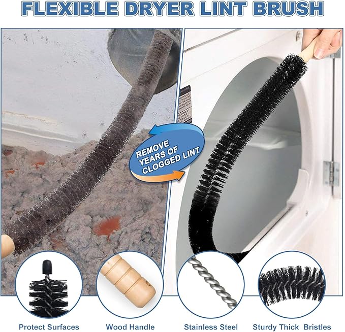 PetOde 2Pcs Dryer Vent Cleaner Kit Universal Vacuum Hose Attachment & Brush | - Image 6