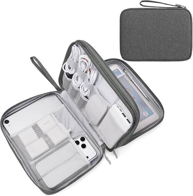 FYY Electronic Organizer, Travel Tech Pouch Bag, Extra Large, Dark Grey | Wrist by FYY