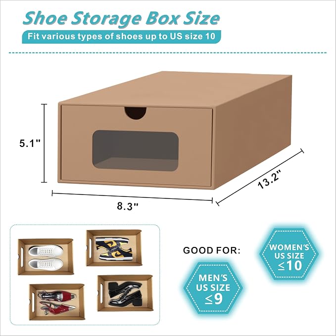 12 Pack Shoe Storage Bins, Waterproof Storage Boxes, Shoe Containers - Image 2