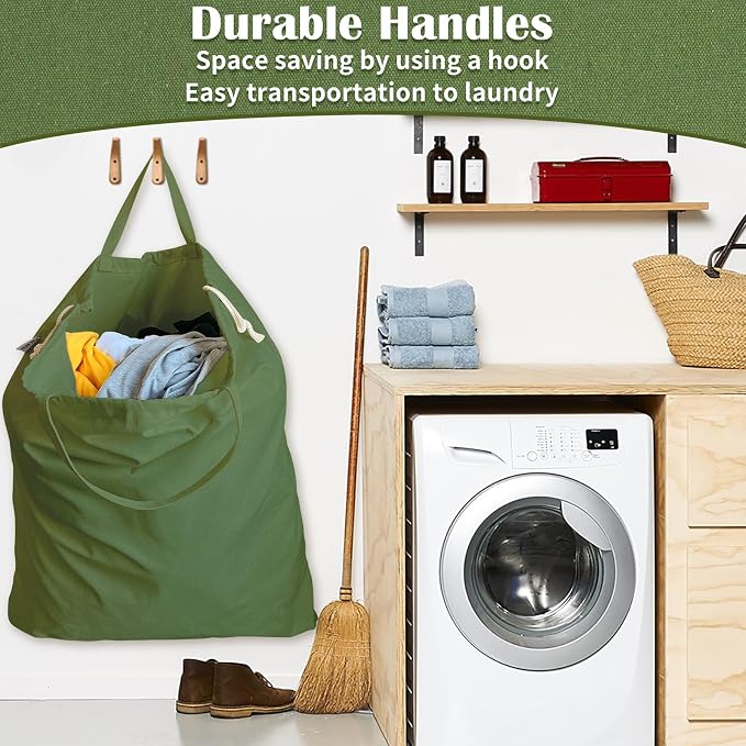Canvas Laundry Bag 40"W x35"H, Extra Large Heavy Duty Storage Bag XXL Green - Image 5
