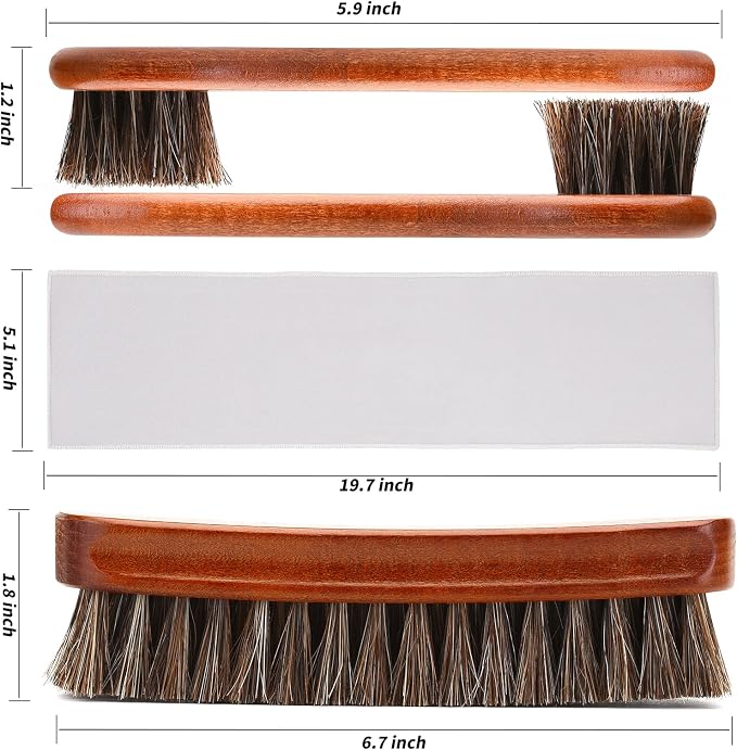 Unekez 4-Piece Horsehair Shoe Brush Shine Kit, Shoe Polish Kit, Leather Shoes - Image 2