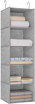 Hanging Closet Organizer 5-Shelf, Oxford Linen Wardrobe Storage, shoes & by DonYeco