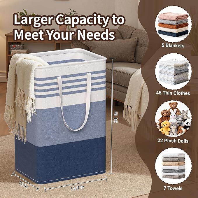 WOWBOX 2 Pack Laundry Baskets, Collapsible Dirty Clothes Laundry Hampers - Image 2