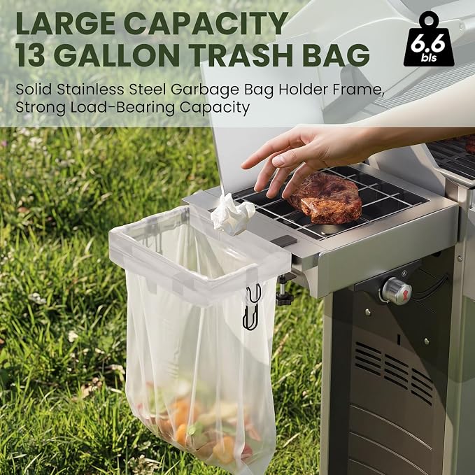 Grill & Griddle Hanging Trash Bag Holder, 13 Gallon Metal Camping Garbage Bag - Image 5