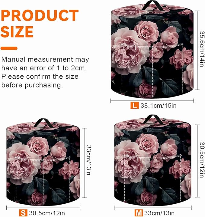 Kitchen Appliance Accessories Dust Cover for 3-6-8 Quart Instant Pot, Pressure Cooker, Air Fryer & Crock Pot,Decorative Appliance Cloth Cover with Top Handle & Storage Pockets (Pink, 6 Quart)