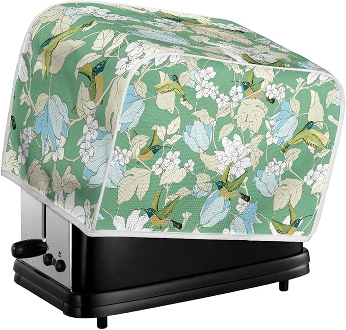 Hummingbird Flower Print 2 Slice Toaster Cover for Home Stain Resistant Waterproof Bread Maker Cover for Kitchen Small Appliance