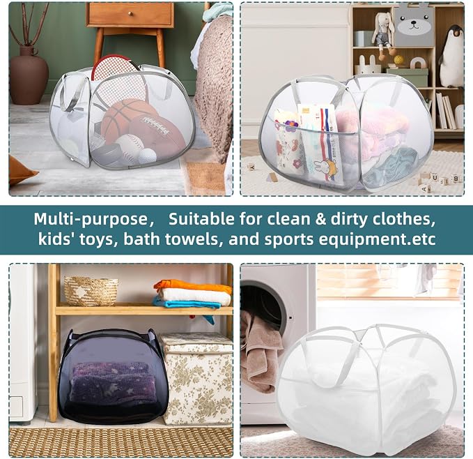 2 Pack Collapsible Laundry Baskets, 90L Large Foldable Laundry Basket, Durable - Image 7