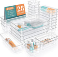 StorMiracle 28 PCS Clear Plastic Drawer Organizers Set, 4 Size Desk Drawer by StorMiracle