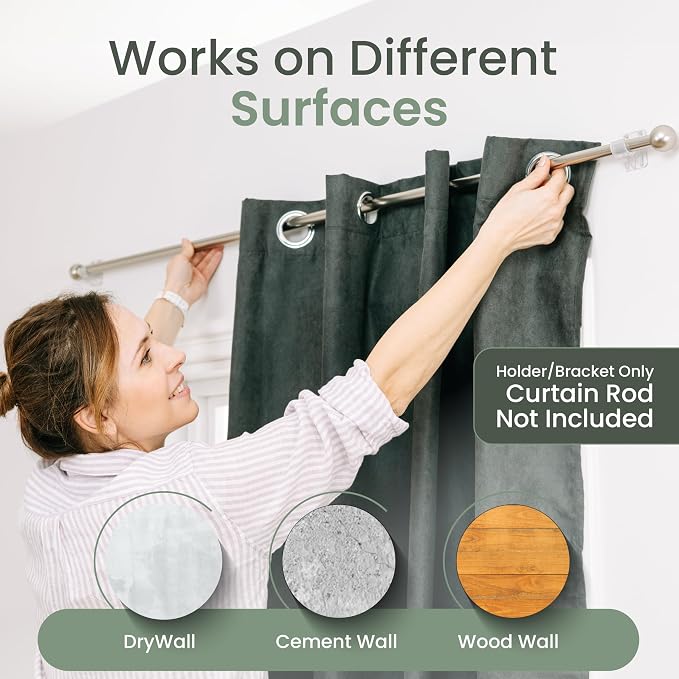 No Adhesive Heavy Duty Curtain Rod Holders - Image 9
