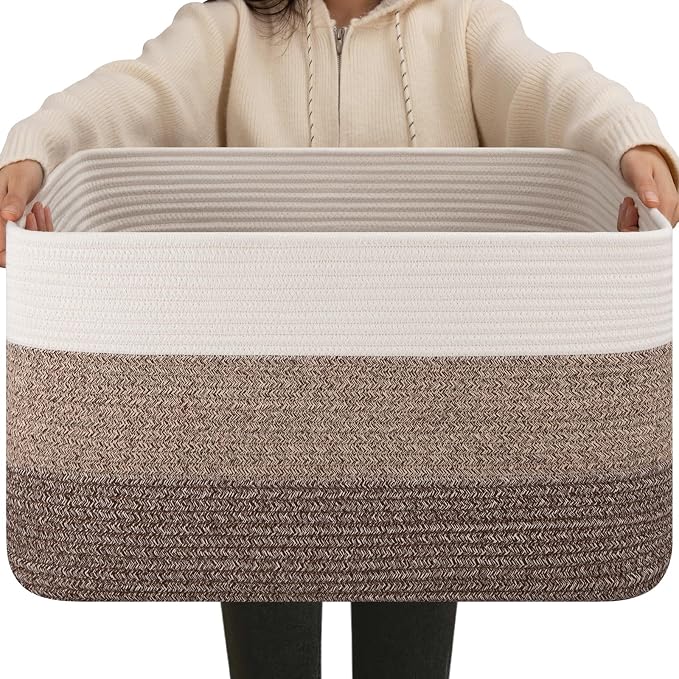 OIAHOMY Blanket Basket Laundry Basket Dog Toy Basket 75L Dark Brown by MasterofSpaceOptimization
