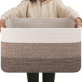OIAHOMY Blanket Basket Laundry Basket Dog Toy Basket 75L Dark Brown by MasterofSpaceOptimization