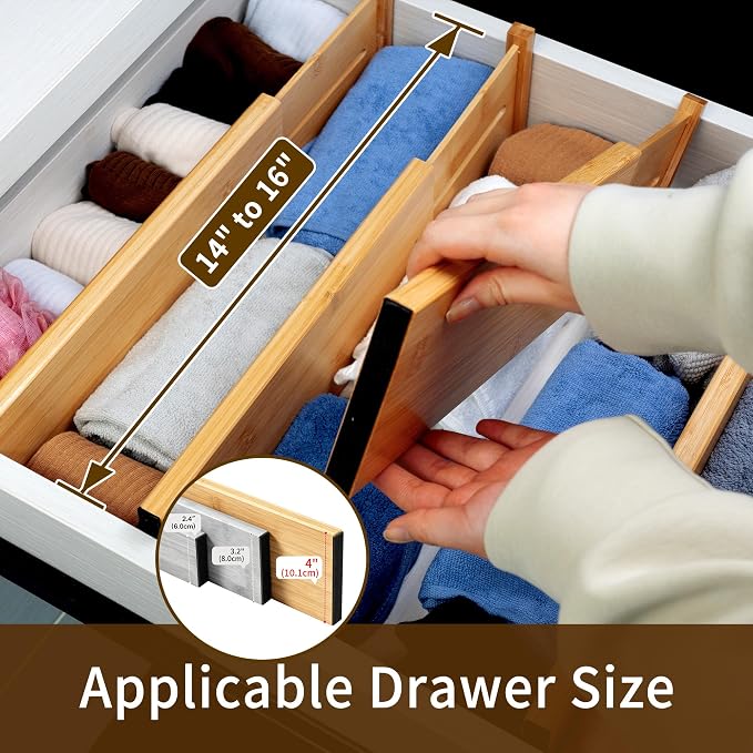 Utoplike Bamboo Drawer Organizer, in Kitchen, Bedroom Drawer, Fit 14"-16" - Image 2
