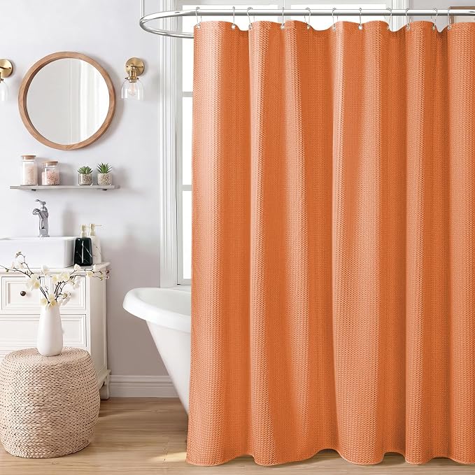 Dynamene Stall Waffle Shower Curtain 256GSM Heavy Fabric 36x72 Burnt Orange - Image 9