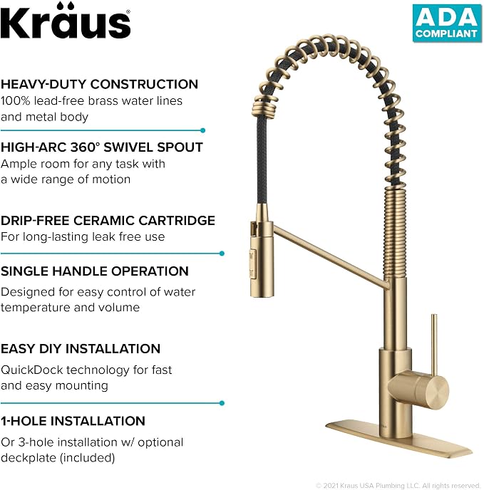 KRAUS Oletto Commercial Style Single Handle Pull Down Kitchen Faucet - Image 14