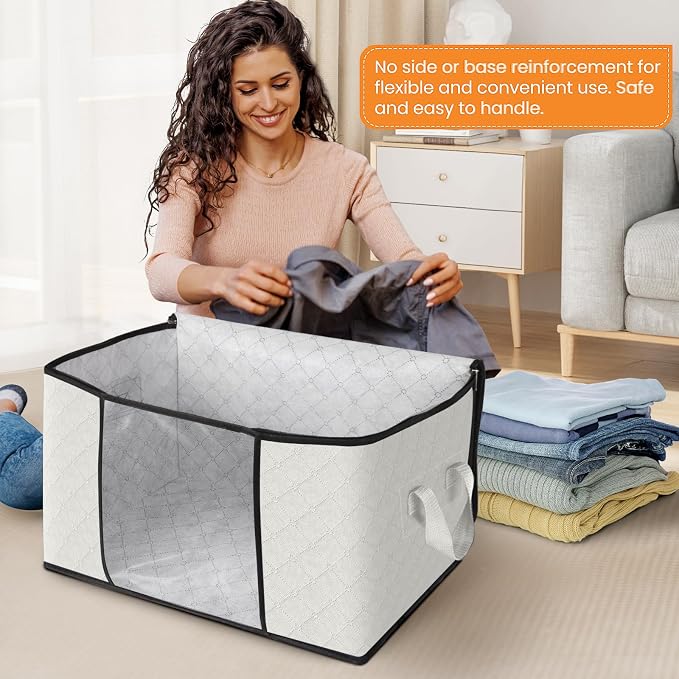 3 Pack Storage Bags for Clothes Blanket Storage Bins - Image 3