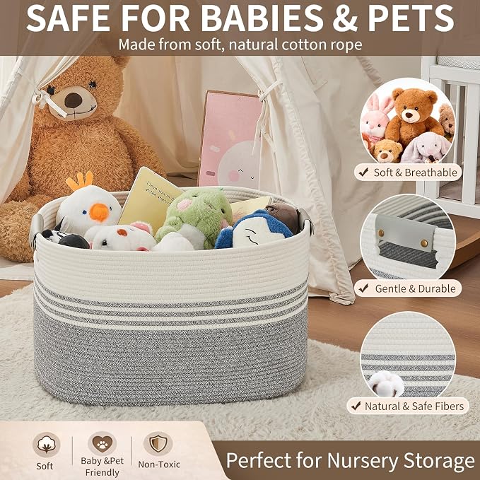 Laundry Hamper with Handles, 72L Rope Laundry Basket - Image 8