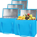Bodaon 4-Pack Insulated Reusable Grocery Shopping Bag, X-Large Frozen Food Cold, Cooler Bags, Insulated Food Delivery Bag, Blue