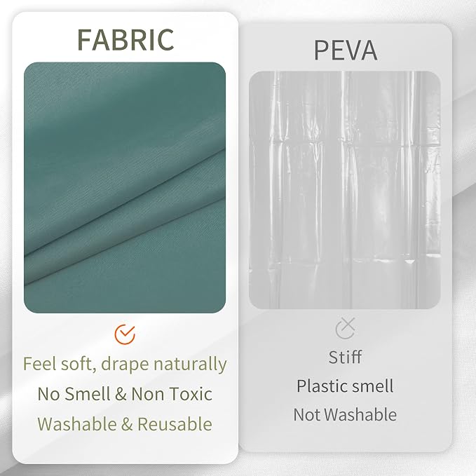 ALYVIA SPRING Extra Long Waterproof Fabric Shower Curtain Liner Teal - Image 4