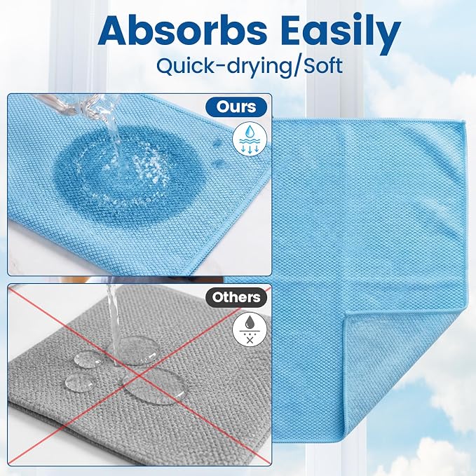Niveaya Microfiber Glass Cleaning Cloth, Reusable Fish Scale Cloth 8 Pack - Image 6