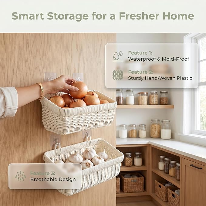 Wicker Hanging Baksets, Plastic Organizer - Image 4