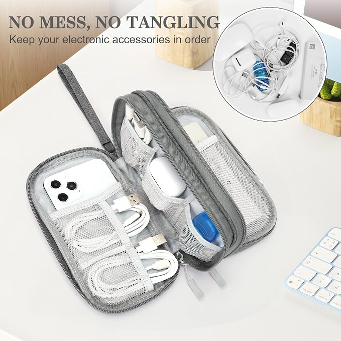 FYY Electronic Organizer, Travel Tech Pouch Bag, Cable Organizer Dark Grey | - Image 5