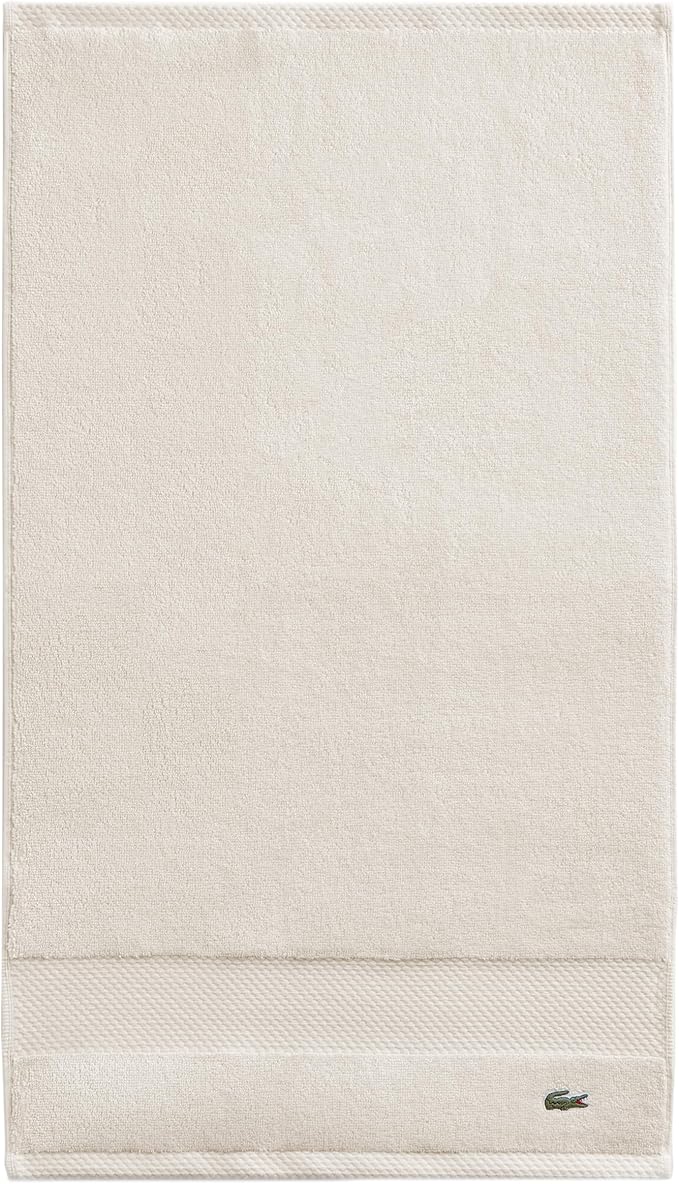 Lacoste Heritage 100% Supima Cotton Hand Towel 16" x 30", Chalk | Highly by Unknown