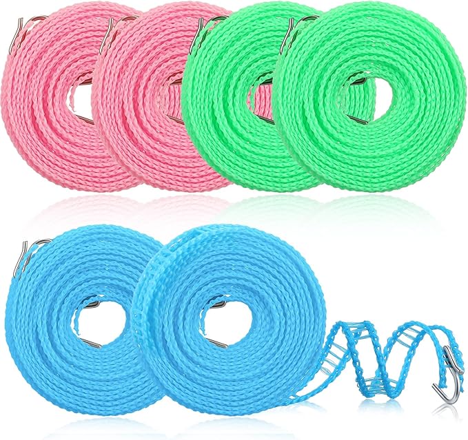 6 Pack Travel Portable Clothesline 16.4 ft Clothes Hanging Rope by Berlune