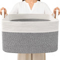 65L Laundry Basket with Handles, Woven Blanket Basket by HZFTJOY