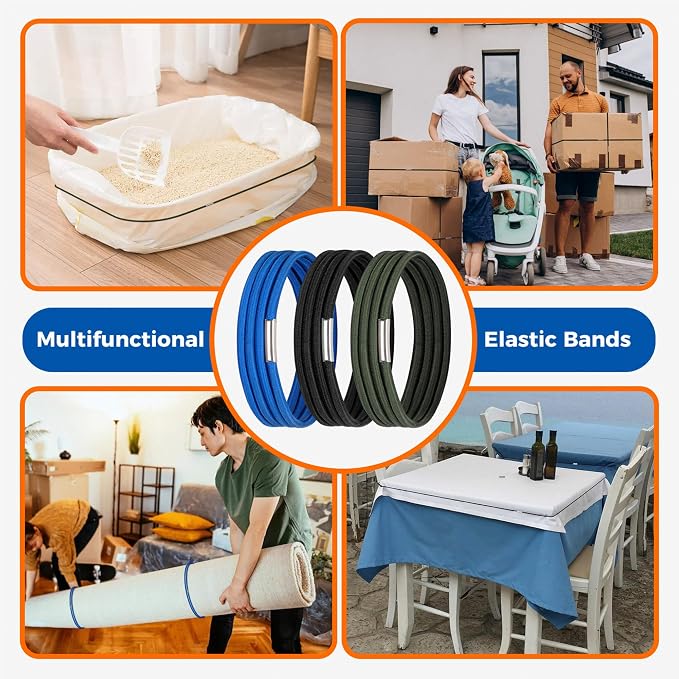 Trash Can Bands Set of 3, Fits 32 to 55 Gallon Cans, Large Elastic Rubber Bands - Image 5