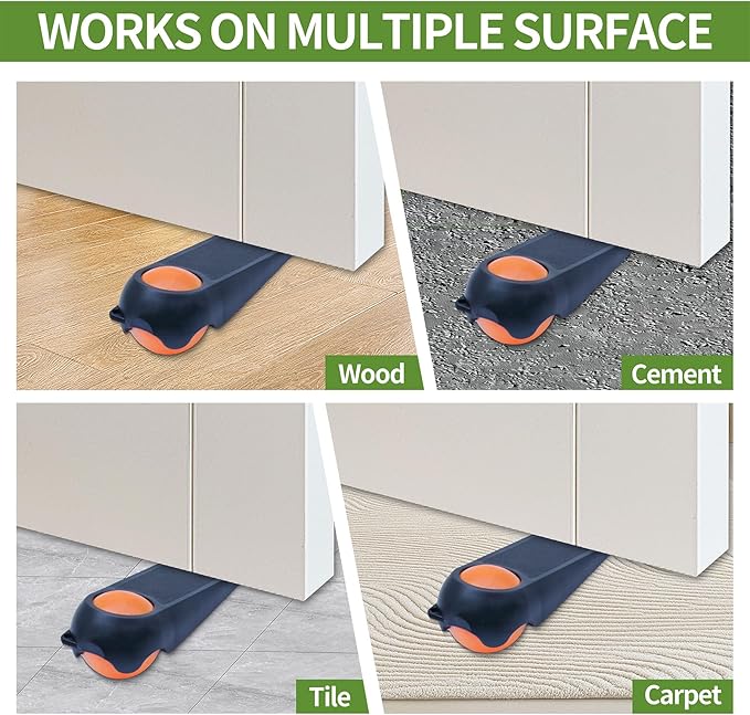 Door Stoppers for Bottom of Door, 2 Pack 5", Rubber Door Stopper Wedges - Image 6