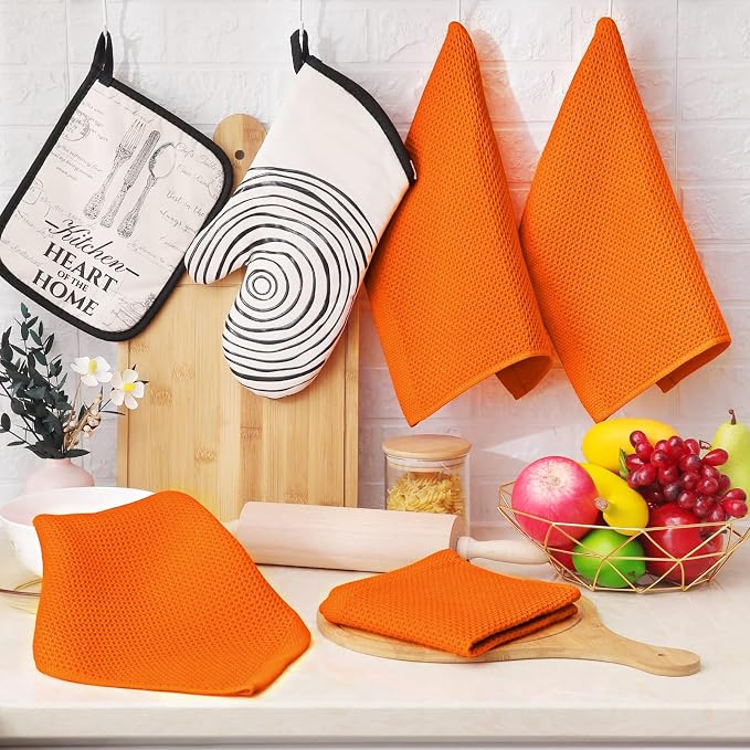 Homaxy 100% Cotton Waffle Weave Kitchen Dish Cloths 6-Pack, Ultra Soft - Image 6