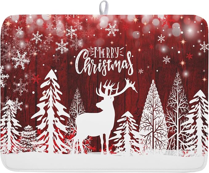 Merry Christmas Dish Drying Mats by Kawani