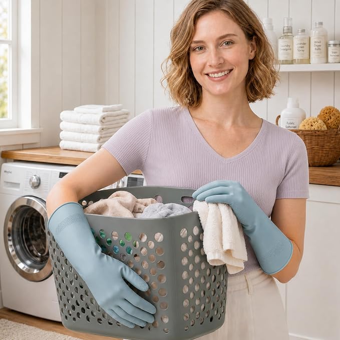 Cleaning Rubber Gloves, Waterproof Non-Slip Long Cuff Dishwashing Household - Image 5