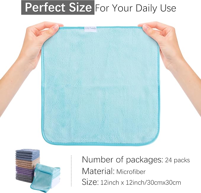 Cosy Family 24 Pack Soft Washcloths Set - Image 5