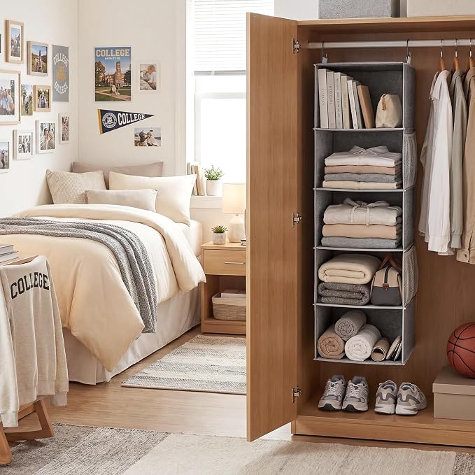 StorageWorks Hanging Closet Organizer, 5-Shelf Hanging Shelves - Image 8