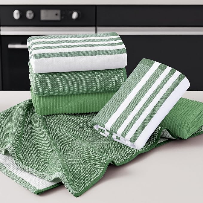 Homaxy Cotton 380 GSM Premium Kitchen Towels, 9 Pack, Grass Green - Image 5