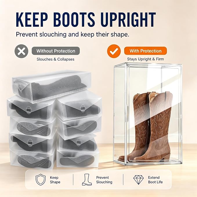 Boot Organizer for Extra Tall Boots, 23.6'' Stackable Acrylic Display Case - Image 4