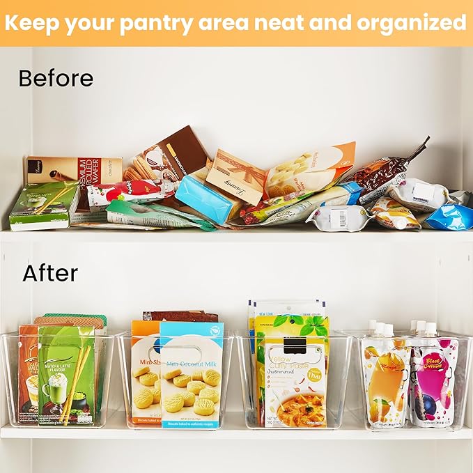 YIHONG 12 Pack Clear Storage Bins, Pantry Organizer Bins - Image 3