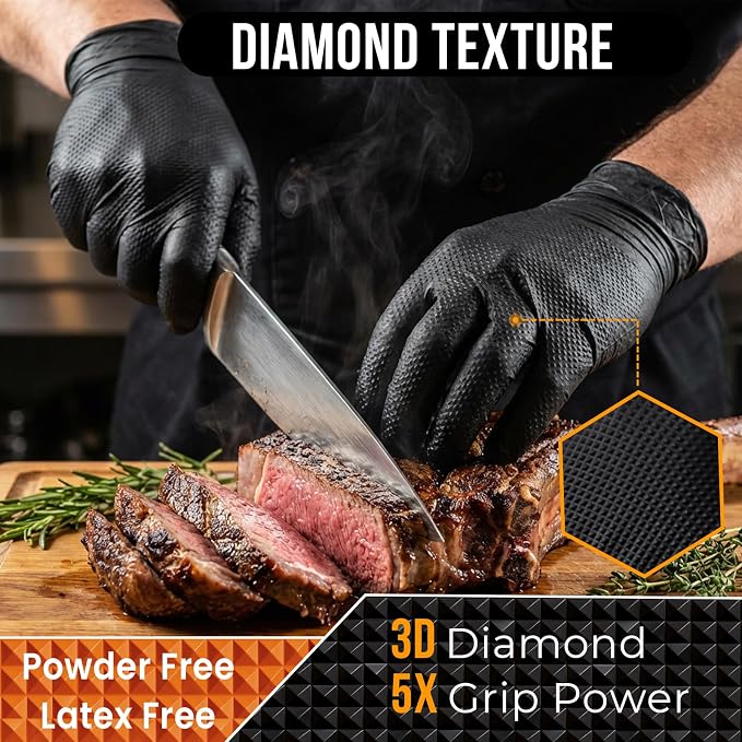 ANBOSON 10 Mil Heavy Duty Diamond Texture Nitrile Gloves, 100 Ct - Image 4
