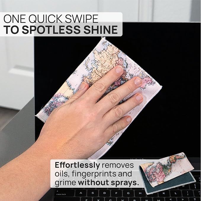 Microfiber Wholesale Quick Cloth Glasses Cleaning Cloths 5x7 World Map | 2-Pack - Image 2