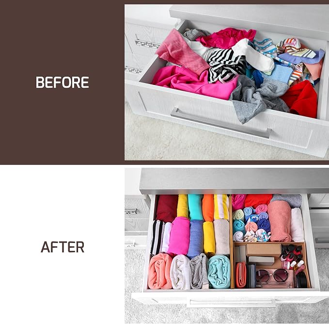 6-Pack Drawer Dividers 6-Inch High Dresser Drawer Organizer 11.5 to 17 Inch | - Image 3
