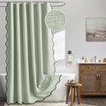 MIULEE Sage Green Scalloped Linen Shower Curtain 72x72 Inches by MIULEE