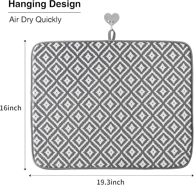 SUBEKYU Dish Drying Mat for Kitchen 2 Pack, Ultra Absorbent Microfiber Dishes - Image 4