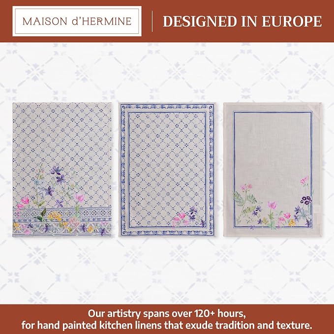 Maison d' Hermine Kitchen Towels Set of 3 Reusable 100% Cotton 27.50" x 20" - Image 2