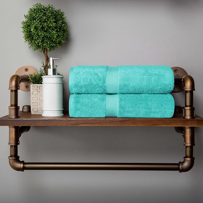 Superior Egyptian Cotton Plush & Absorbent, Bath Towel Set of 2, Turquoise | - Image 8