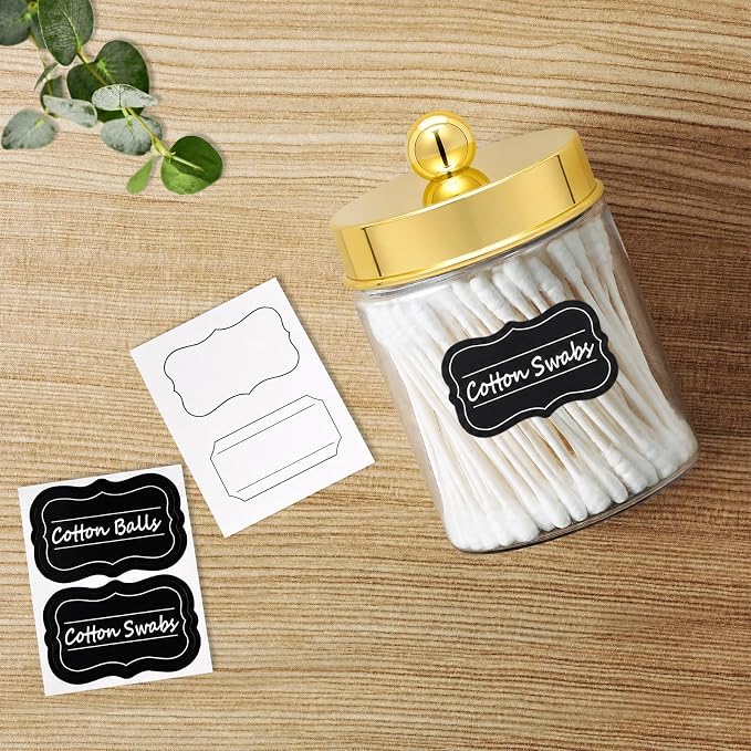 Amolliar Acrylic Apothecary Jar Bathroom Qtip Holder Gold 6 Pack - Image 3