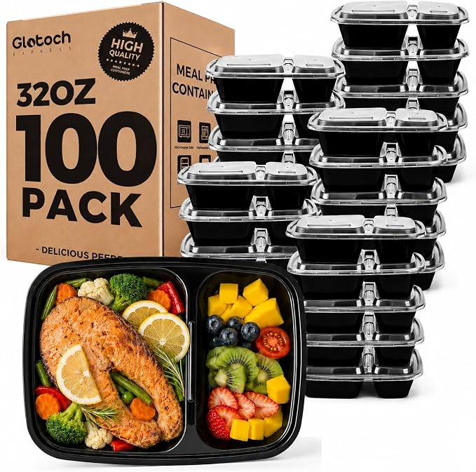 Glotoch 100 Pack32oz 2-Compartment Meal Prep Containers - Image 9